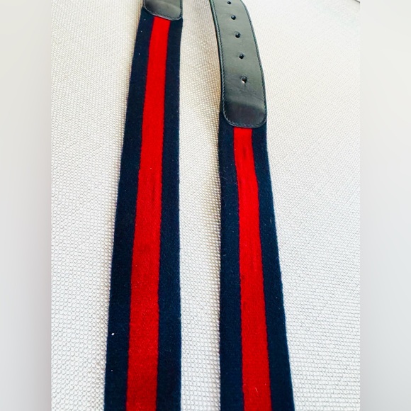 GUCCI Authentic Interlocking G/ GG Web Belt Navy & Red Size 105 / 42 - Picture 3 of 8